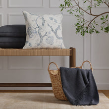 Load image into Gallery viewer, Cream Beige Navy Blue Grey Floral Drapery Fabric / Bluebell