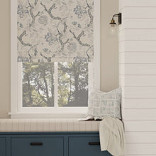 Load image into Gallery viewer, Cream Beige Navy Blue Grey Floral Drapery Fabric / Bluebell