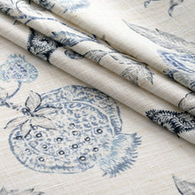 Load image into Gallery viewer, Cream Beige Navy Blue Grey Floral Drapery Fabric / Bluebell