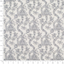 Load image into Gallery viewer, Grey Navy Blue Floral Upholstery Drapery Fabric / Baltic