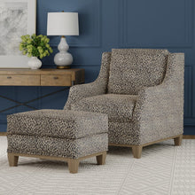 Load image into Gallery viewer, Cream Navy Blue Animal Pattern Velvet Upholstery Fabric / Oxford