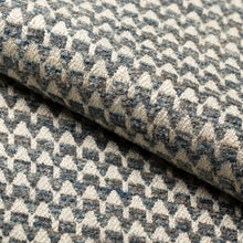 Load image into Gallery viewer, French Blue Brown Cream Geometric MCM Upholstery Drapery Fabric / Uniform