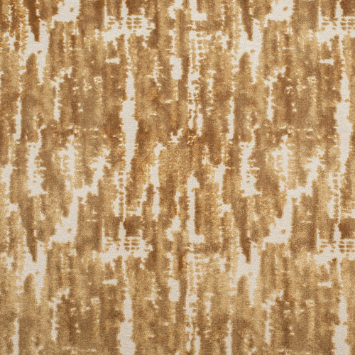 Beige Mustard Gold Ochre Distressed Abstract Cut Velvet Upholstery Fabric