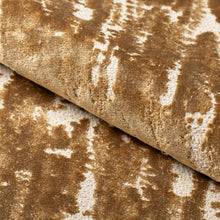 Load image into Gallery viewer, Beige Mustard Gold Ochre Distressed Abstract Cut Velvet Upholstery Fabric