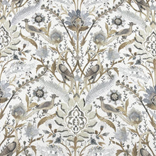 Load image into Gallery viewer, Ivory Beige Grey Brown Floral Bird Print Upholstery Drapery Fabric
