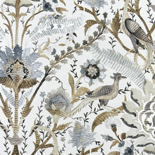 Load image into Gallery viewer, Ivory Beige Grey Brown Floral Bird Print Upholstery Drapery Fabric