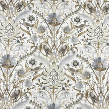 Load image into Gallery viewer, Ivory Beige Grey Brown Floral Bird Print Upholstery Drapery Fabric