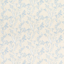 Load image into Gallery viewer, Beige Chambray Blue Cream Floral Embroidered Drapery Fabric / Chambray