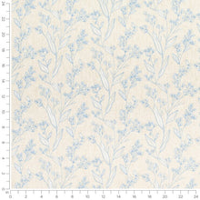 Load image into Gallery viewer, Beige Chambray Blue Cream Floral Embroidered Drapery Fabric / Chambray