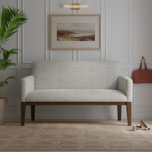 Load image into Gallery viewer, Beige Chambray Blue Cream Floral Embroidered Drapery Fabric / Chambray