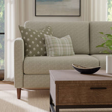 Load image into Gallery viewer, Sage Green Cream Small Scale Geometric Tweed Upholstery Fabric / Balsam