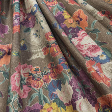 Load image into Gallery viewer, Linen Viscose Mustard Brown Blue Purple Red Green Floral Upholstery Drapery Fabric MGF