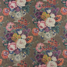 Load image into Gallery viewer, Linen Viscose Mustard Brown Blue Purple Red Green Floral Upholstery Drapery Fabric MGF