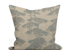 Load image into Gallery viewer, Custom Pillow Cover in Botanical Thibaut Torrey Pines in Spa Blue - One Side