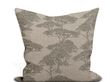 Load image into Gallery viewer, Custom Pillow Cover in Botanical Thibaut Torrey Pines in Beige and Black - One Side