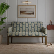 Load image into Gallery viewer, Teal Blue Mustard Gold Botanical Tree Print Upholstery Drapery Fabric / Denim