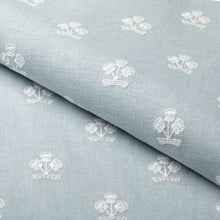 Load image into Gallery viewer, Blue White Floral Embroidered Drapery Fabric / Baby Blue