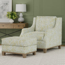 Load image into Gallery viewer, Aqua Blue White Green Floral Upholstery Drapery Fabric / Lagoon