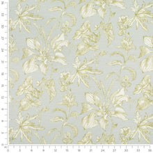 Load image into Gallery viewer, Aqua Blue White Green Floral Upholstery Drapery Fabric / Lagoon