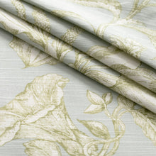 Load image into Gallery viewer, Aqua Blue White Green Floral Upholstery Drapery Fabric / Lagoon