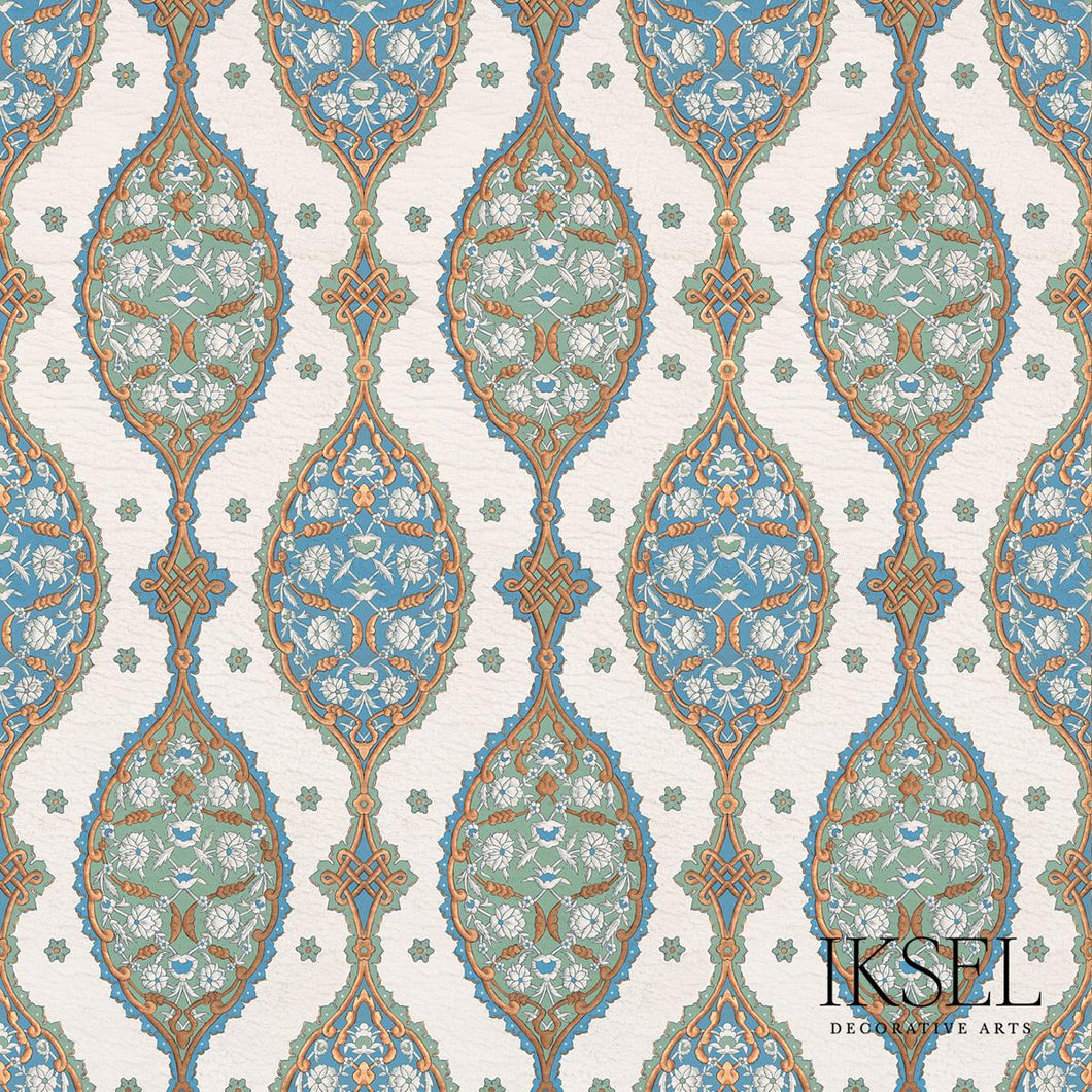 Schumacher Tokpaki Fabric RF202CR12 / Blue & Green