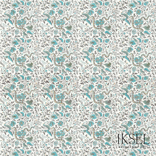 Schumacher Indienne Fabric RF306CR53 / Turquoise