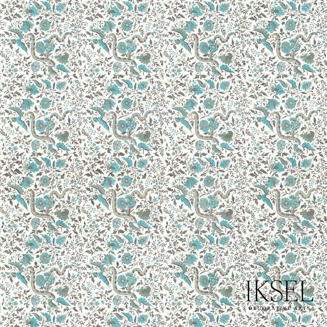 Schumacher Indienne Fabric RF306CR53 / Turquoise