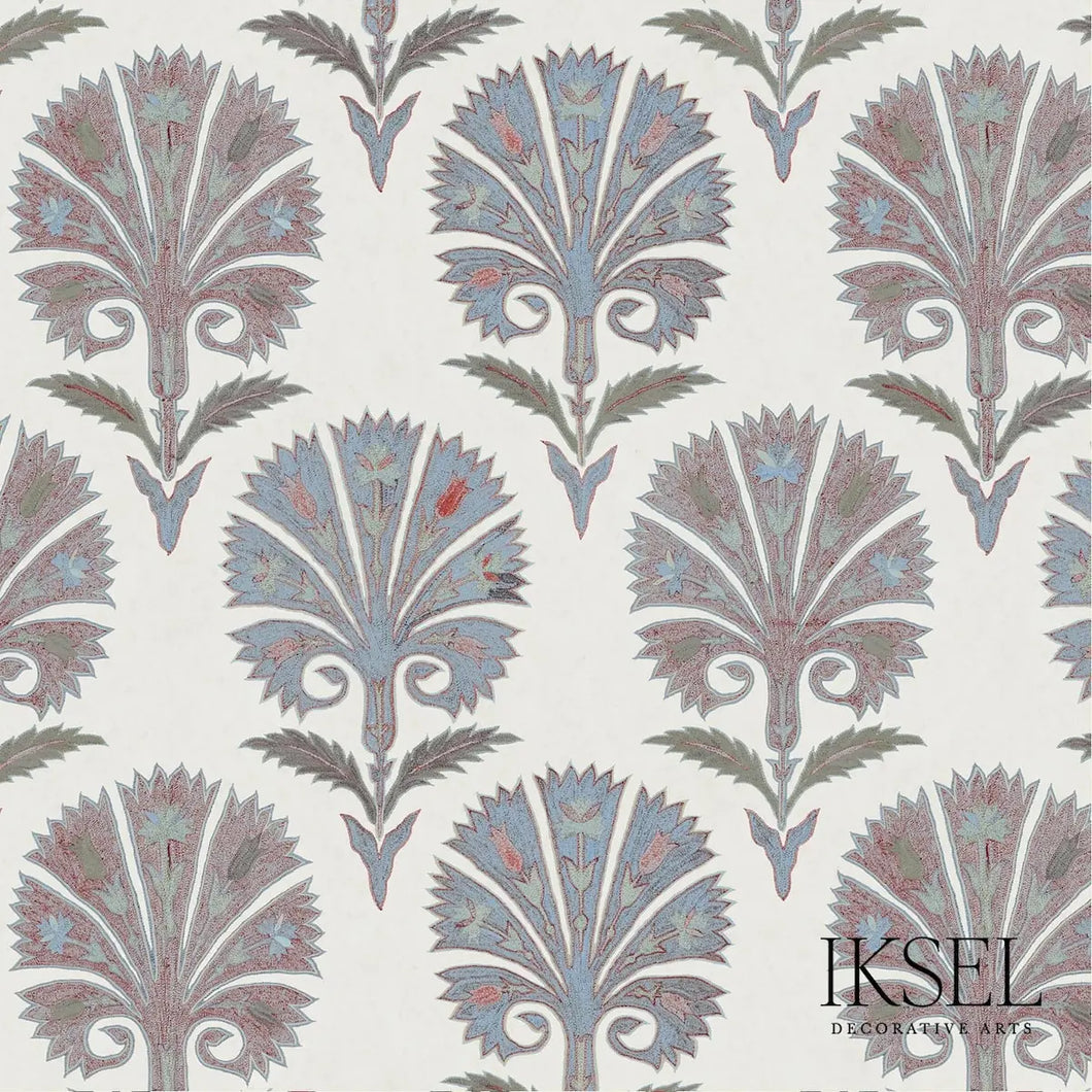 Schumacher Suzani Carnation Fabric RF501CR51 / Nattier