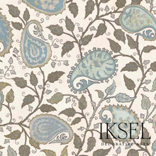 Load image into Gallery viewer, Schumacher Suzani Paisley Fabric RF502CR54 / Blues