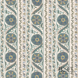 Schumacher Suzani Borders Fabric RF504CR54 / Blues