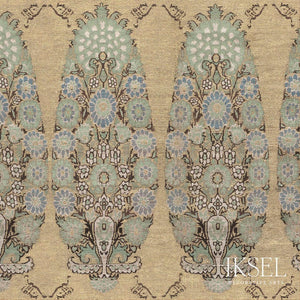 Schumacher Safavid Bouquet Fabric RF904CR63 / Celadon