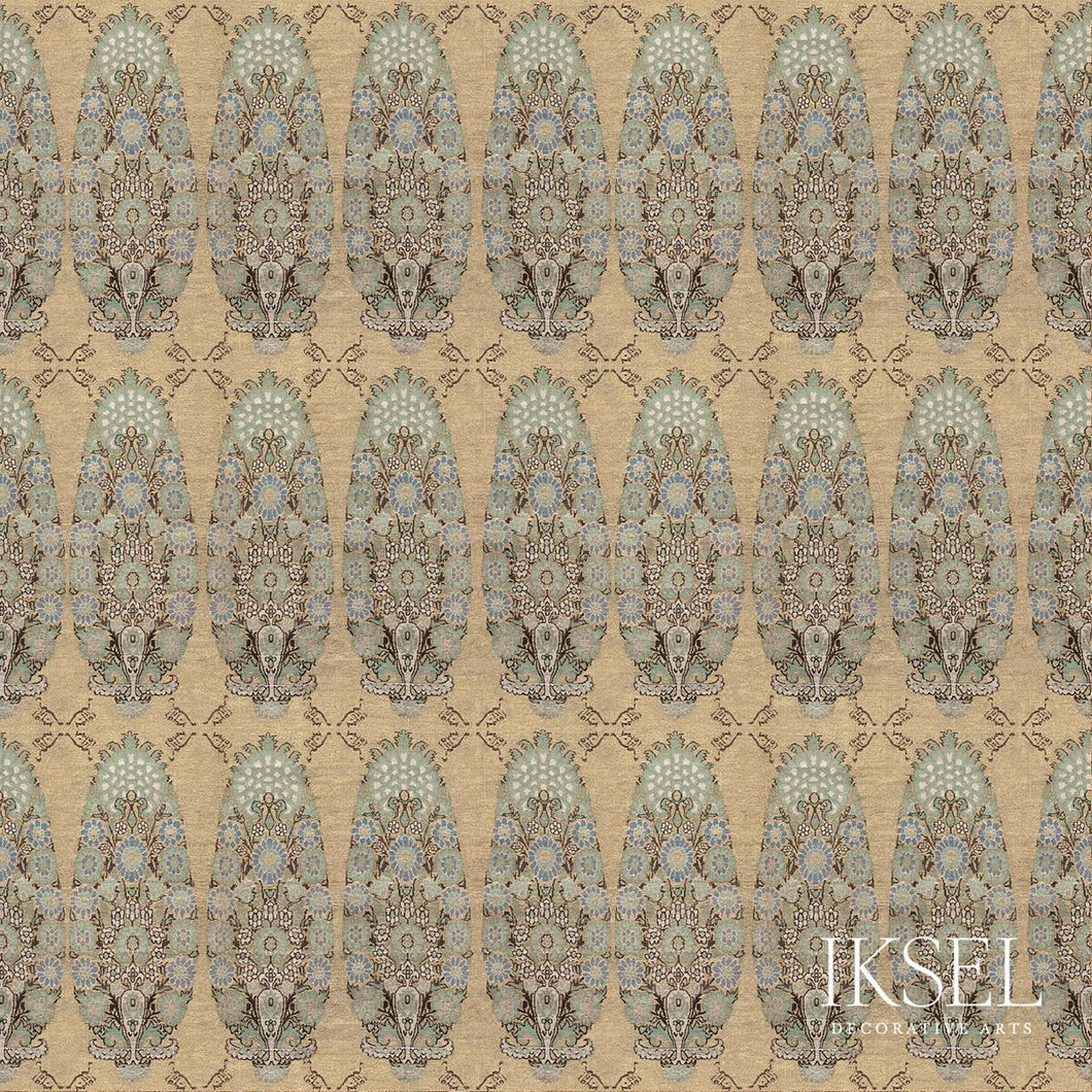 Schumacher Safavid Bouquet Fabric RF904CR63 / Celadon