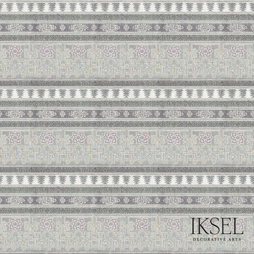 Schumacher Alcazar Bayadere Fabric RF906CR59 / Grey