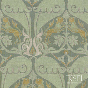 Schumacher Nasrid Lions Fabric RF916CR60 / Sage