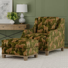 Load image into Gallery viewer, Olive Green Beige Cheetah Animal Pattern Velvet Upholstery Fabric / Jungle