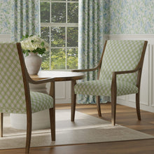 Load image into Gallery viewer, Cotton White Green Bamboo Trellis Geometric Upholstery Drapery Fabric