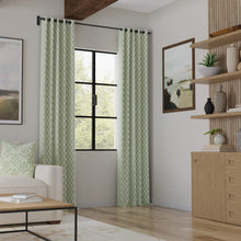 Load image into Gallery viewer, Cotton White Green Bamboo Trellis Geometric Upholstery Drapery Fabric