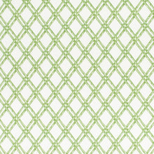 Load image into Gallery viewer, Cotton White Green Bamboo Trellis Geometric Upholstery Drapery Fabric