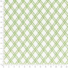 Load image into Gallery viewer, Cotton White Green Bamboo Trellis Geometric Upholstery Drapery Fabric