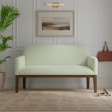 Load image into Gallery viewer, Cotton White Green Bamboo Trellis Geometric Upholstery Drapery Fabric