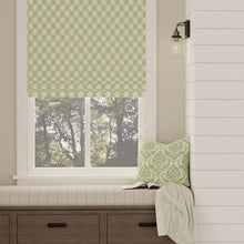 Load image into Gallery viewer, Cotton White Green Bamboo Trellis Geometric Upholstery Drapery Fabric