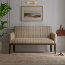 Load image into Gallery viewer, Taupe Mustard Embrodiered Geometric Trellis Chinoiserie Drapery Fabric