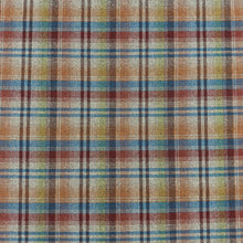 Load image into Gallery viewer, Rusty Red Green Teal Taupe Faux Wool Plaid Check Upholstery Drapery Fabric MGF