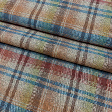 Load image into Gallery viewer, Rusty Red Green Teal Taupe Faux Wool Plaid Check Upholstery Drapery Fabric MGF