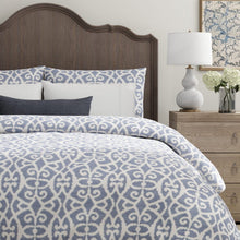 Load image into Gallery viewer, French Blue Off White Geometric Ikat Upholstery Drapery Fabric / Lapis
