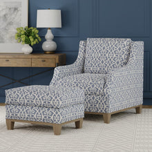Load image into Gallery viewer, French Blue Off White Geometric Ikat Upholstery Drapery Fabric / Lapis