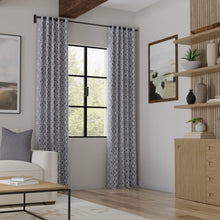 Load image into Gallery viewer, French Blue Off White Geometric Ikat Upholstery Drapery Fabric / Lapis
