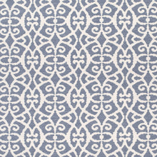 Load image into Gallery viewer, French Blue Off White Geometric Ikat Upholstery Drapery Fabric / Lapis