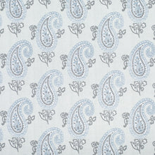 Load image into Gallery viewer, Aqua Chambray Blue Grey Paisley Upholstery Fabric / Mist