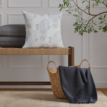 Load image into Gallery viewer, Aqua Chambray Blue Grey Paisley Upholstery Fabric / Mist